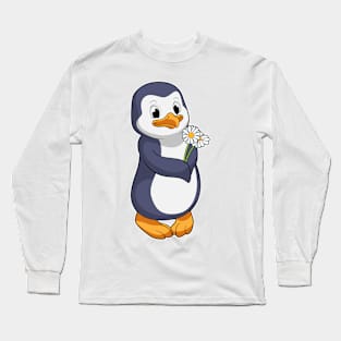Penguin with Daisy Long Sleeve T-Shirt